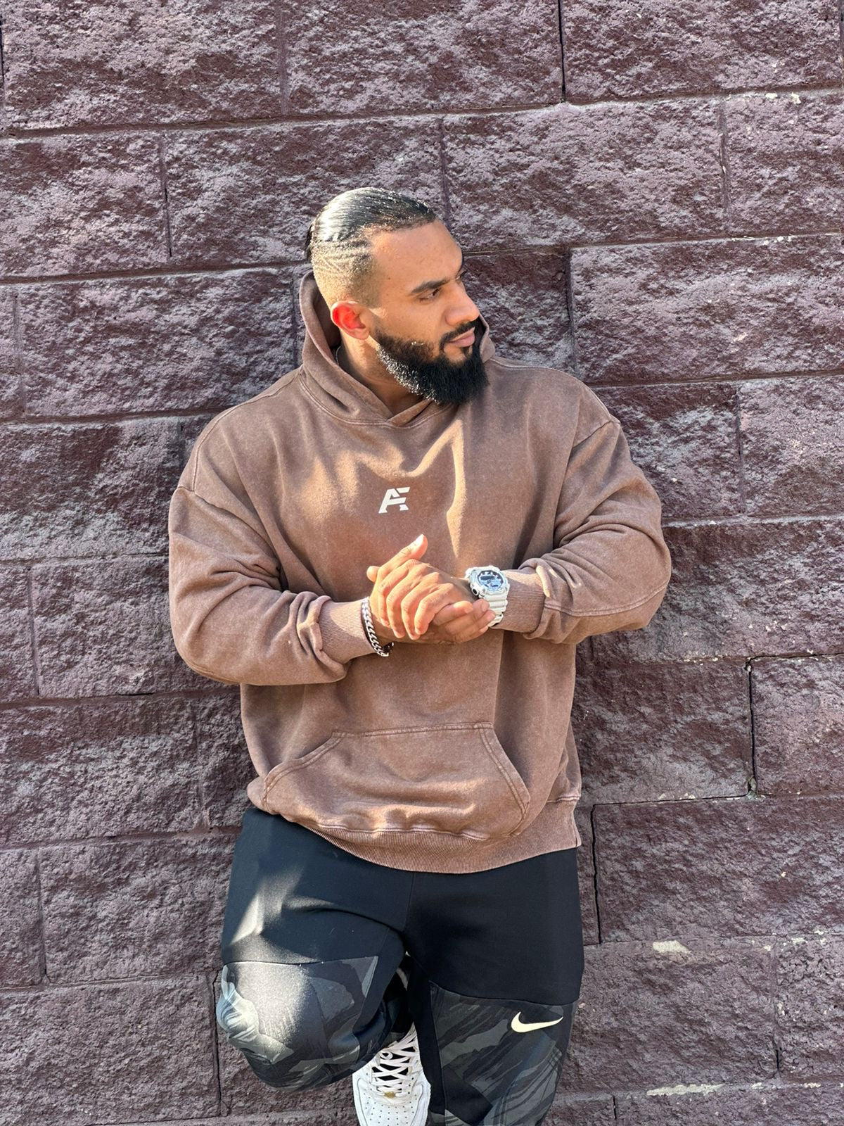 Washed Hoodies - Brown